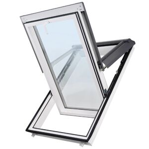 Plastové střešní okno SUPRO Triple Termo "bílá" - šedé oplechování (7043), 55cm x 98cm